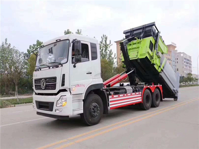 國六東風天龍后雙橋20噸車廂可卸式(勾臂)垃圾車 國六東風天龍后雙橋20噸車廂可卸式(勾臂)垃圾車